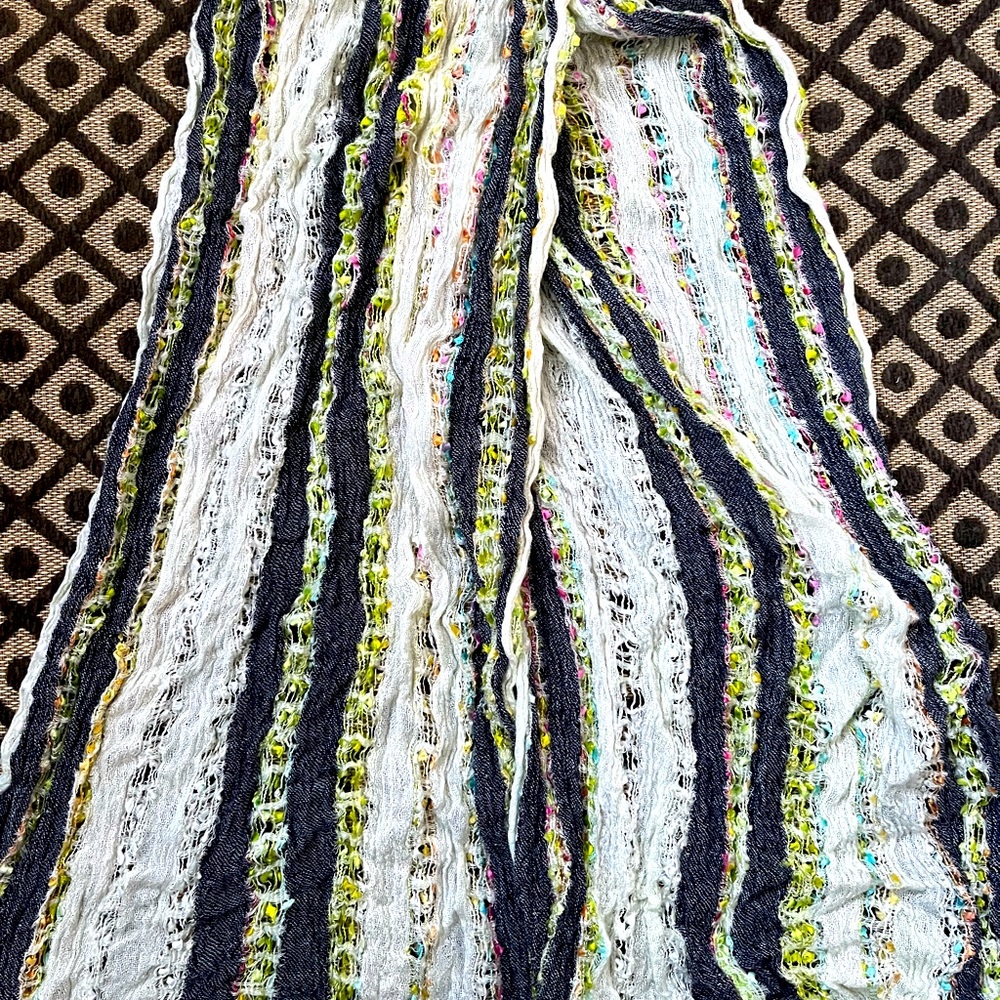 Beautiful thin cotton gauze multi colored scarf.